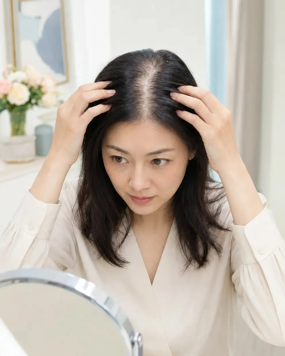 更年期女性關注分線與頭頂髮量變化